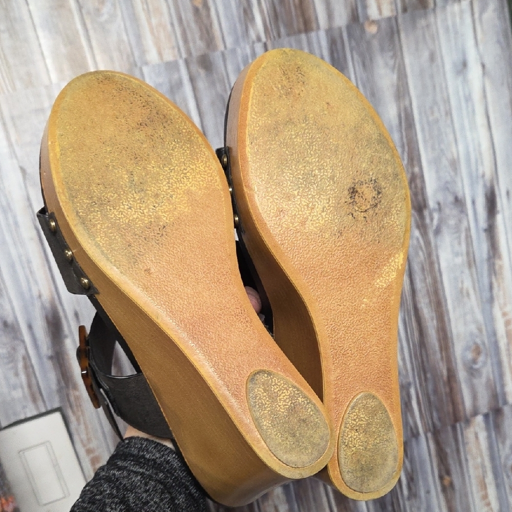 MIA Charcoal and Camel Wedge Sandals Size 10 - Picture 5 of 5